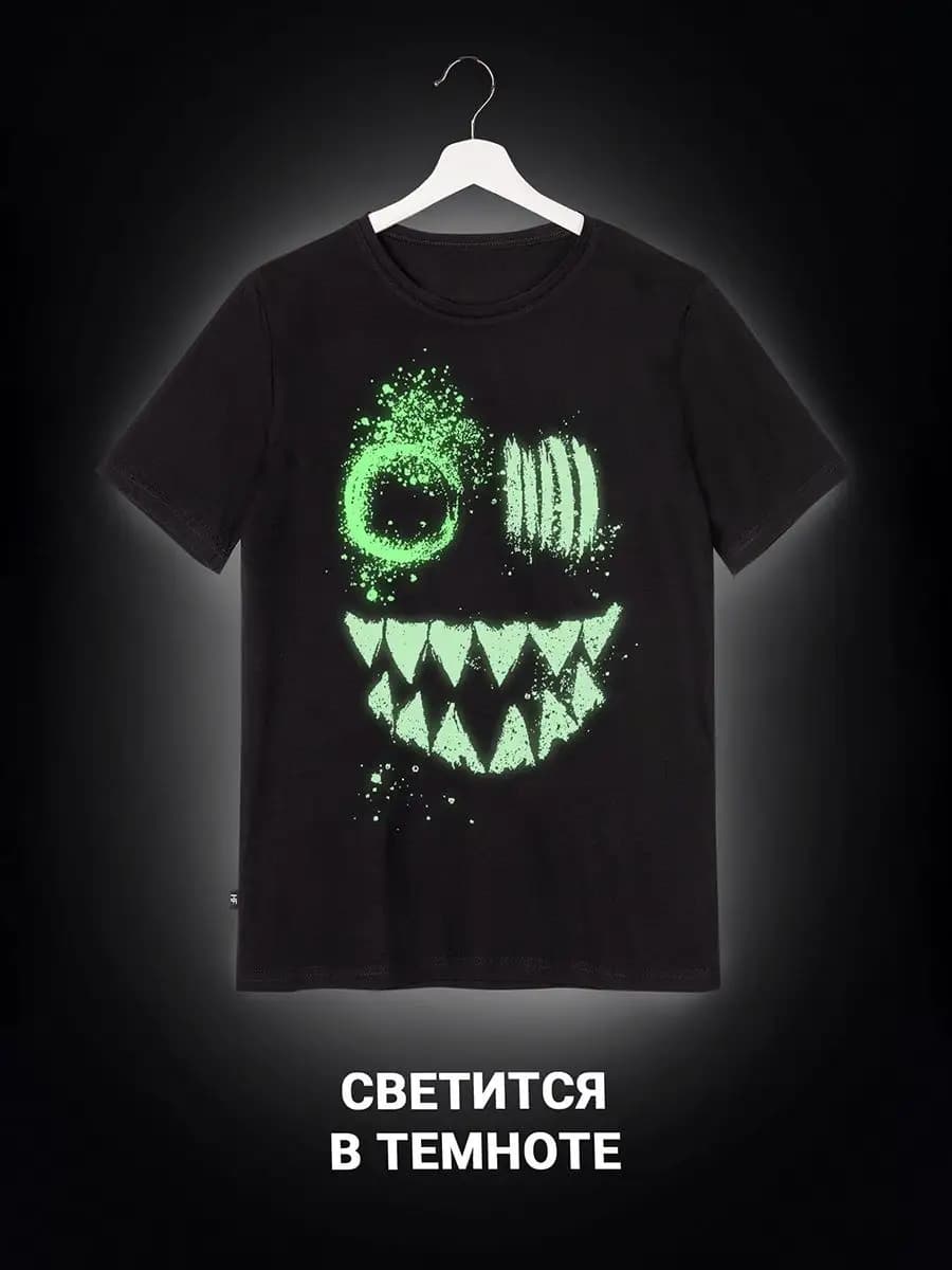 Футболка со светящимся принтом 100% хлопок - фото 1