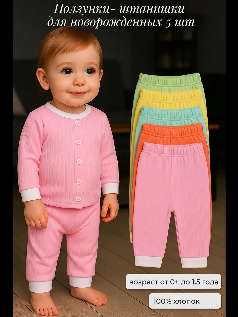 Детские ползунки для новорожденных, штанишки набор 5 шт