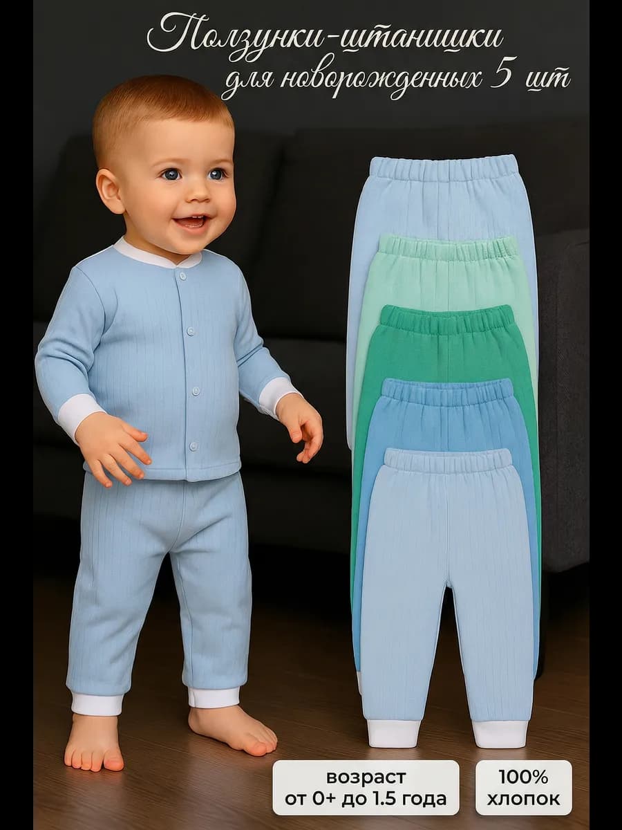 Детские ползунки для новорожденных штанишки набор 5 шт