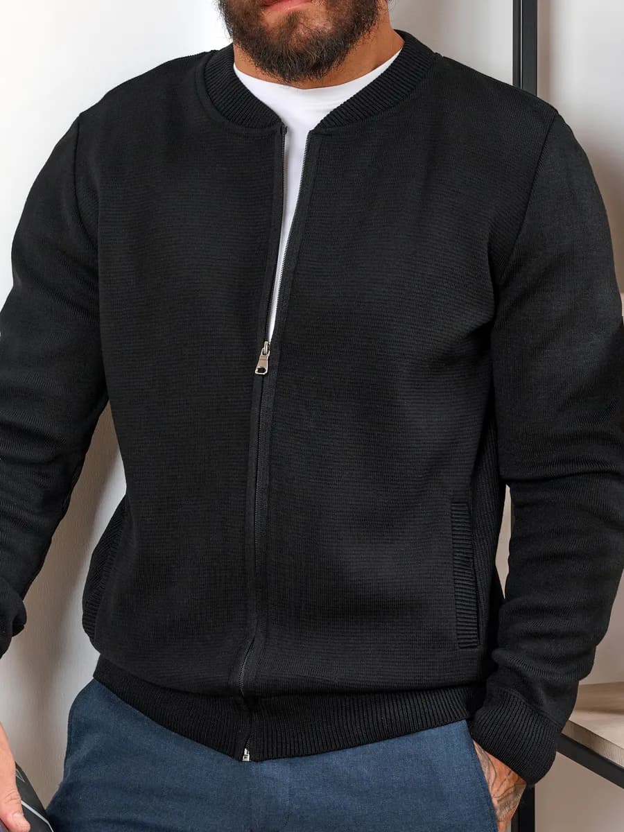 Кардиган на молнии вязаный офисный классический