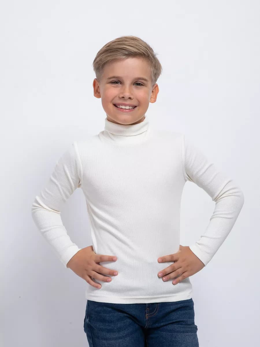 Водолазка для мальчика детская школьная в рубчик хлопок