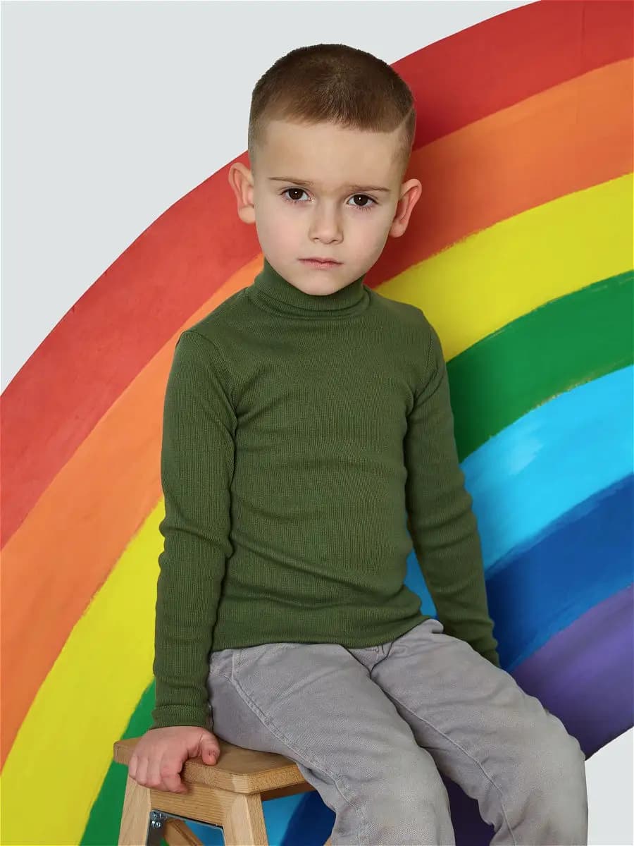 Водолазка для мальчика детская школьная в рубчик хлопок