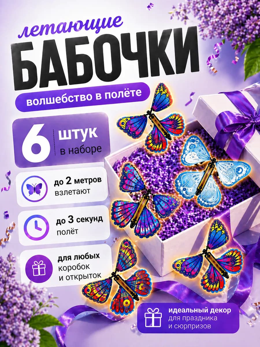 Летающие бабочки сюрприз фокус 6 шт набор для игры