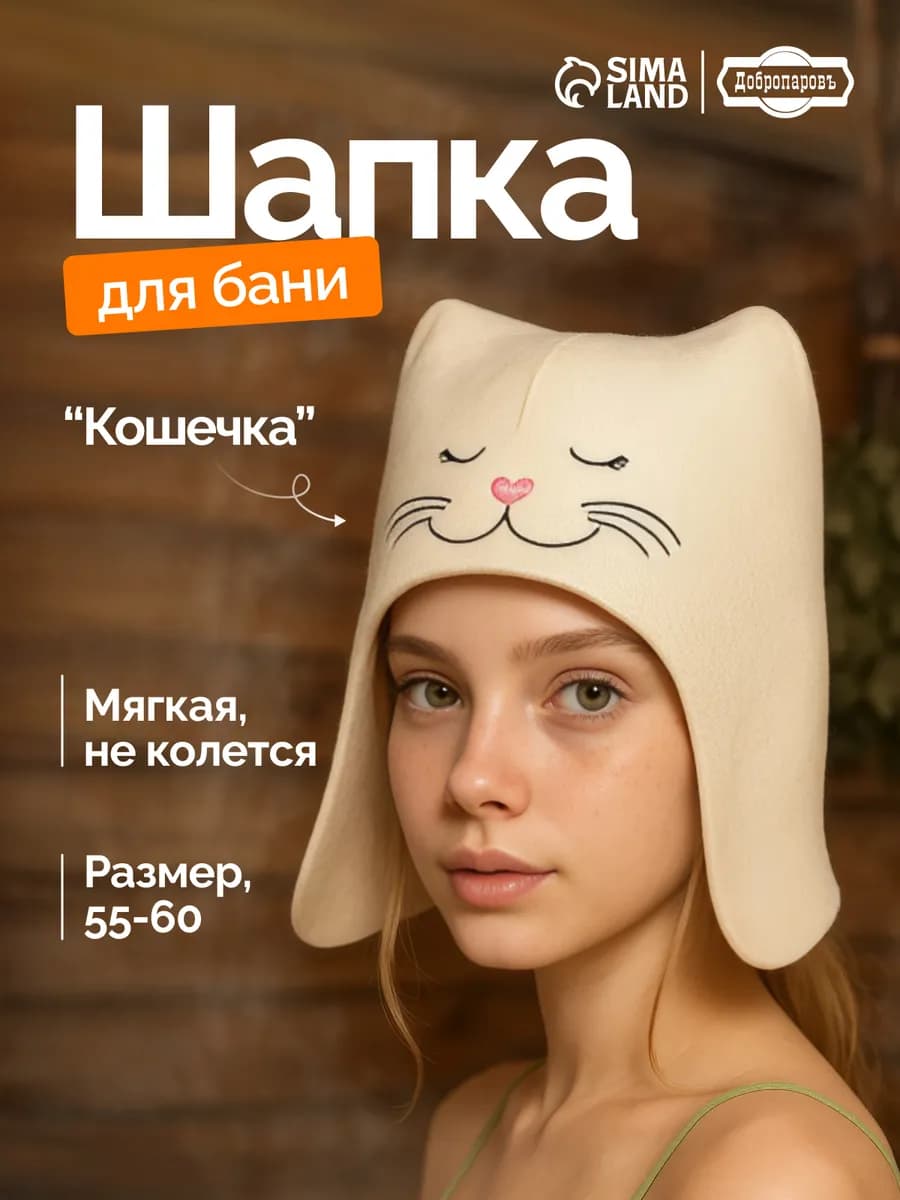Шапка для бани и сауны «Кошечка»