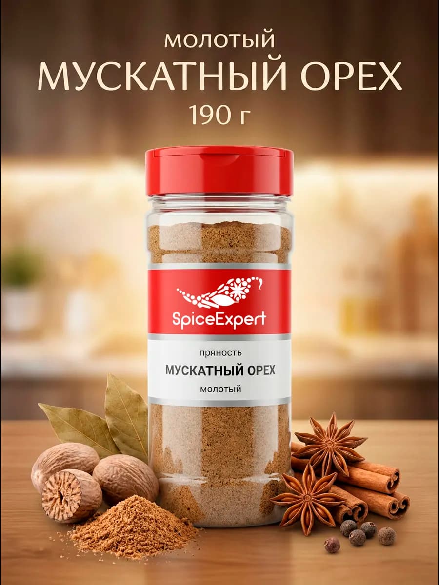 Мускатный орех молотый, 190 гр