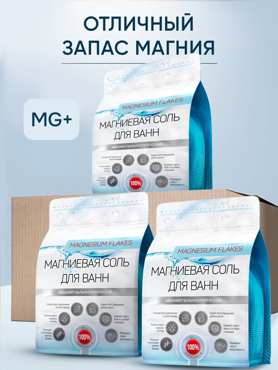 Магниевая соль для ванны бишофит бальнеологический, набор