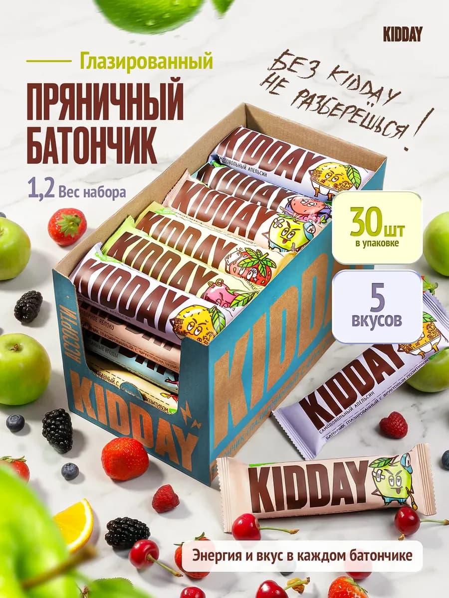 Пряничный батончик, фруктовое ассорти 30 шт. по 40 гр