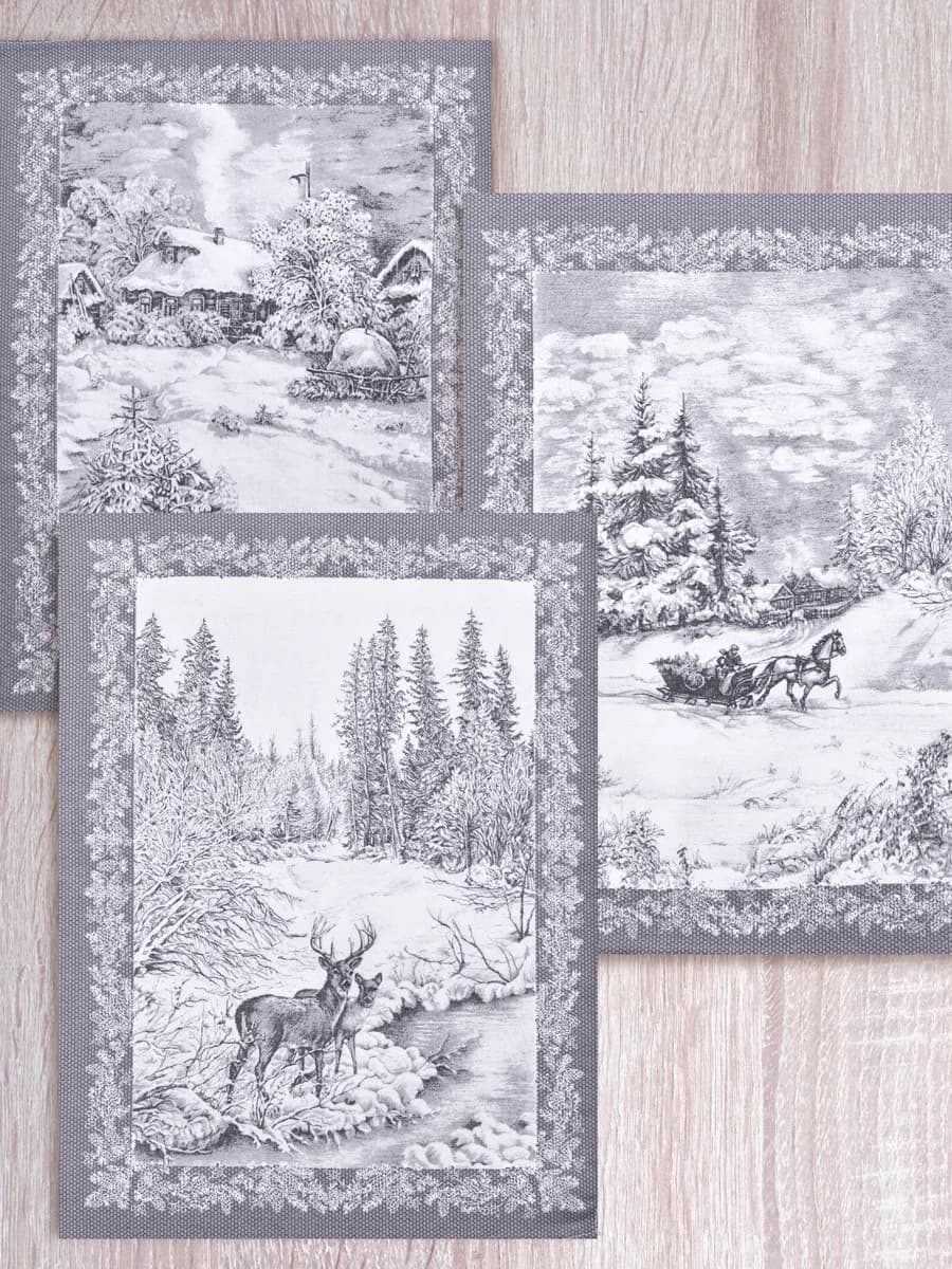 Полотенца кухонные набор 3 шт 60х47 см рогожка