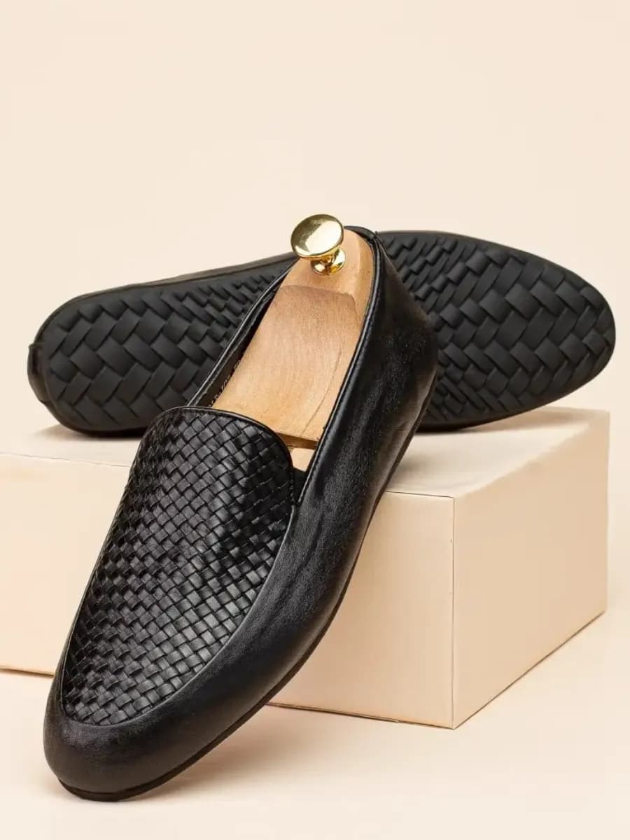 Мокасины кожаные черные в чехле