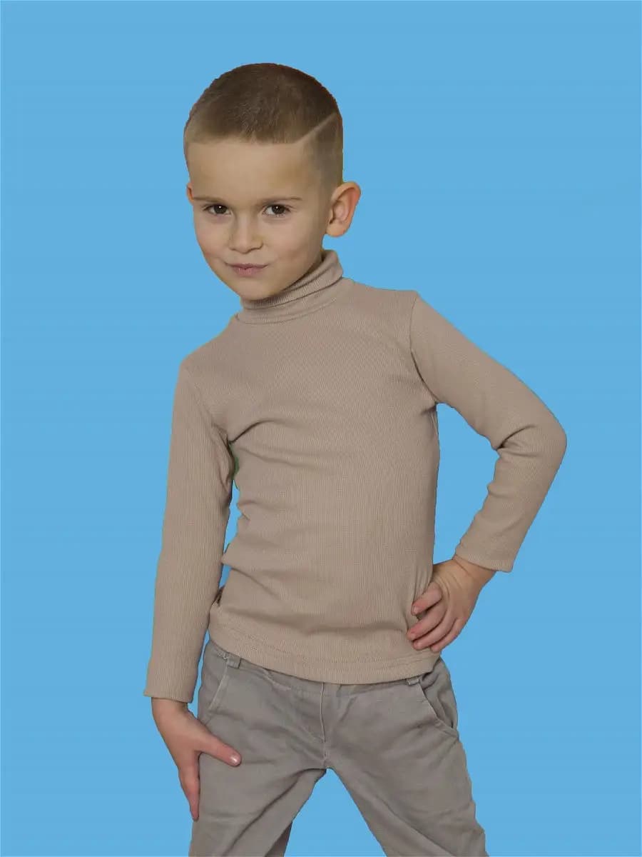 Водолазка для мальчика детская школьная в рубчик хлопок