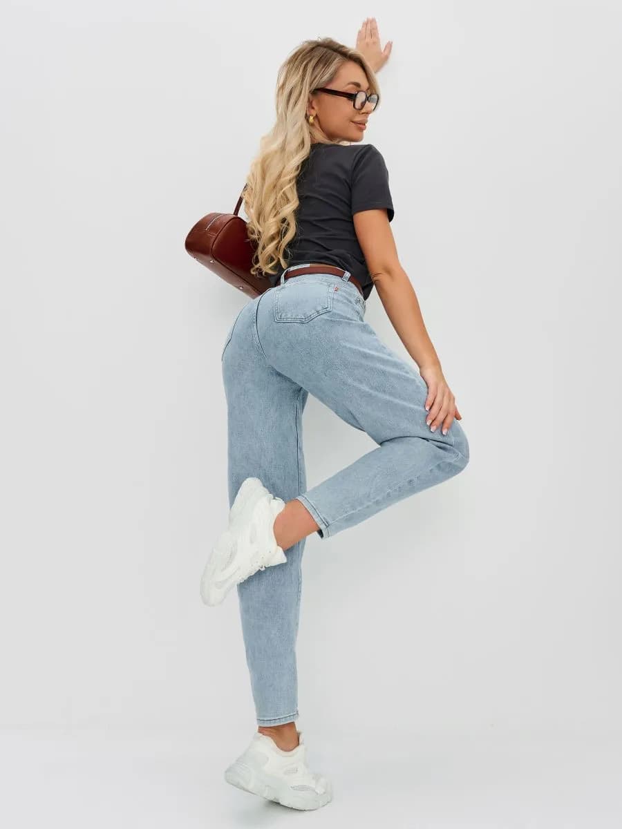 Джинсы бананы высокая посадка мом