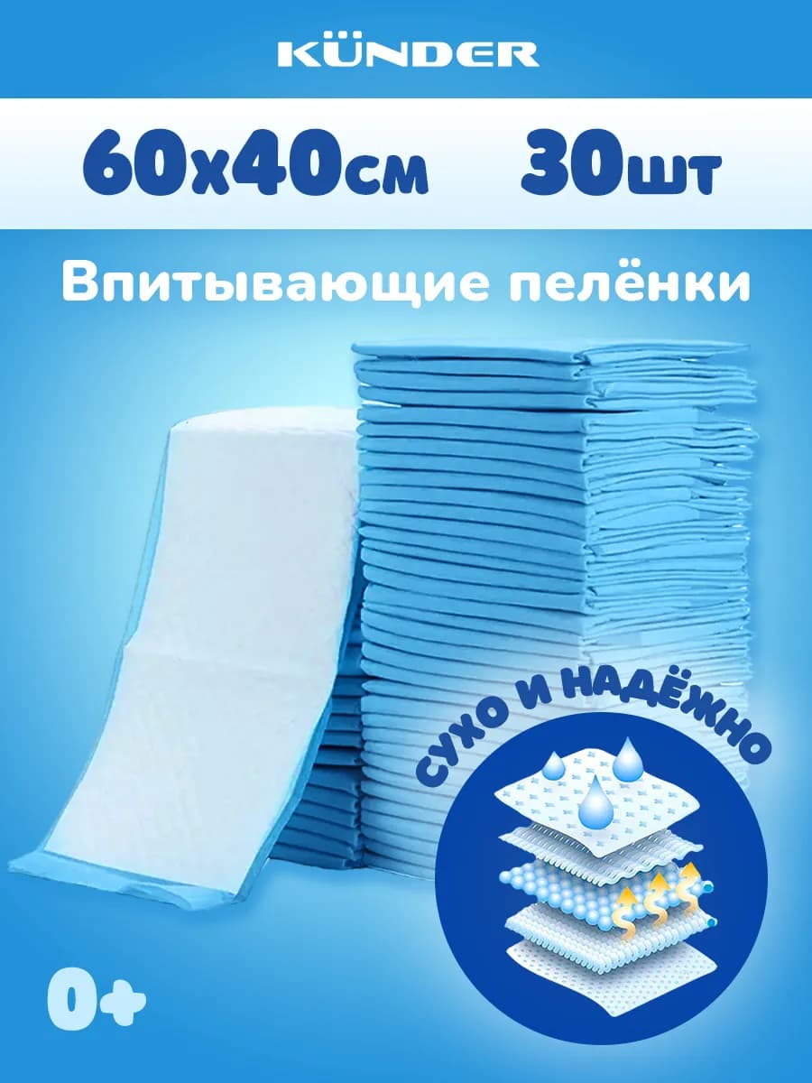 Пеленки одноразовые для новорожденных собак животных 40x60