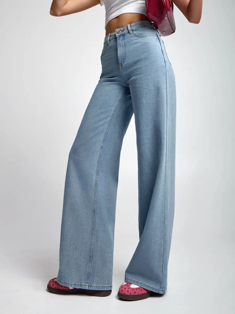 Джинсы широкие клеш высокая посадка