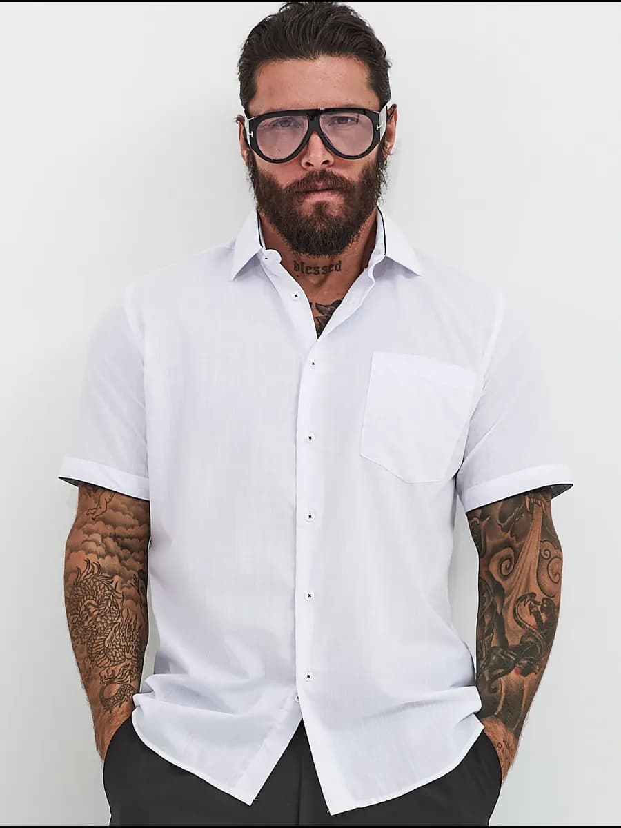 Рубашка мужская белая с коротким рукавом