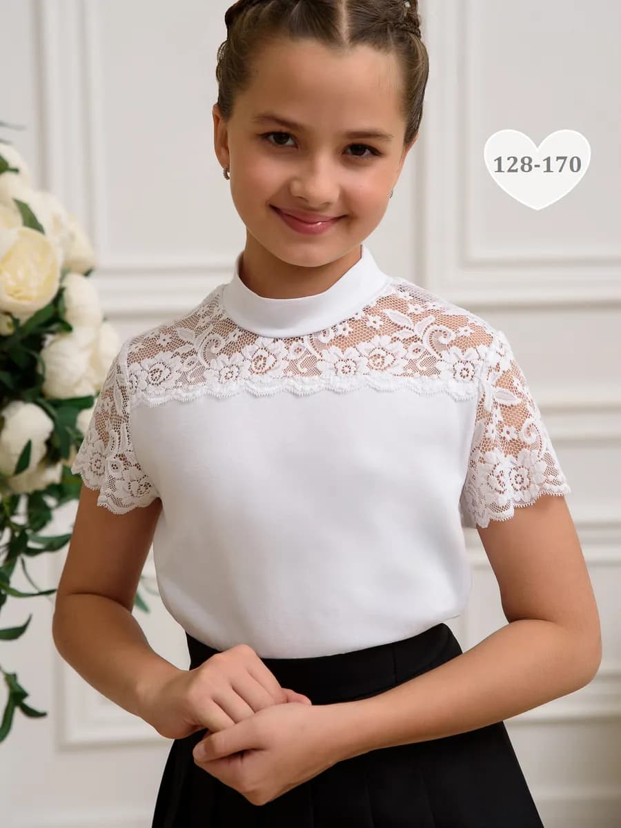 Блузка школьная с коротким рукавом