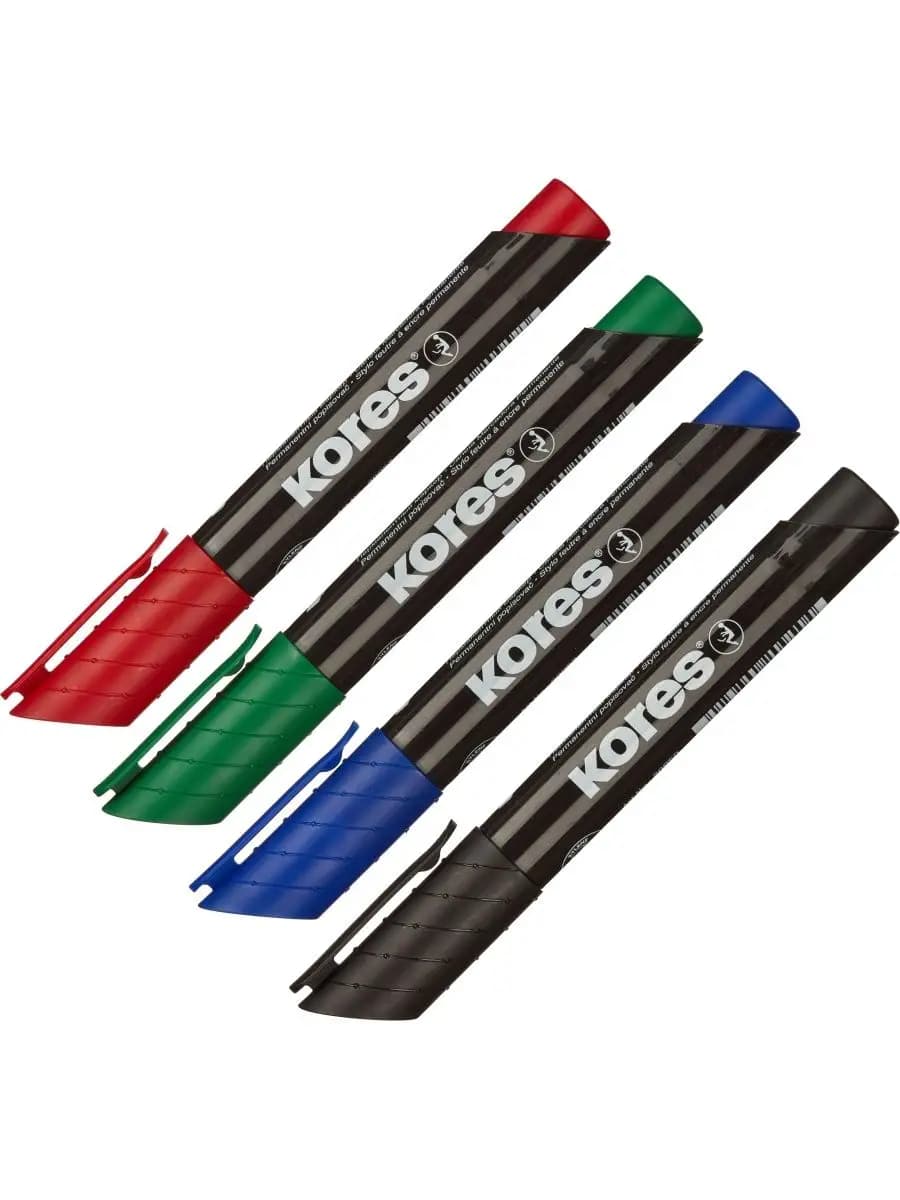 Маркер перманентный несмываемый, 3-5 мм, 4 цвета в наборе