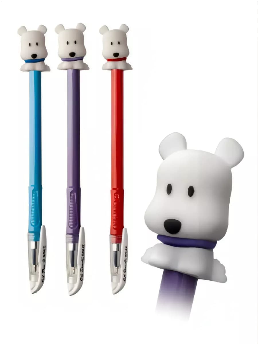 Ручка шариковая 3 шт с топпером, синяя паста - фото 1