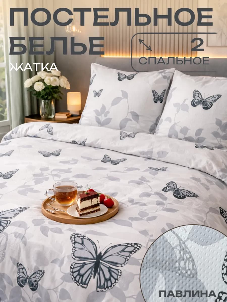 Постельное белье 2 спальное креп жатка наволочки 70х70