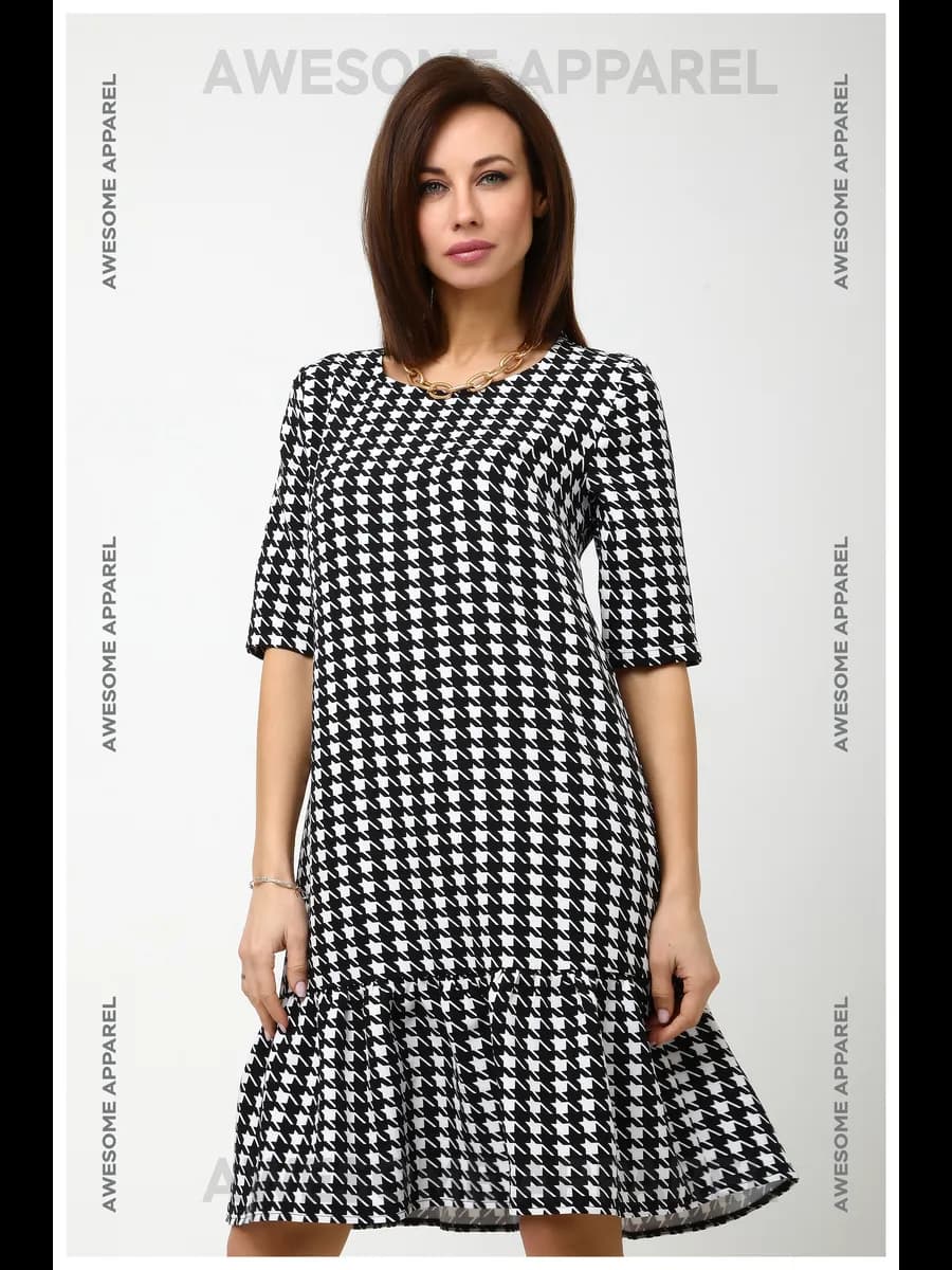 Платье офисное с воланом