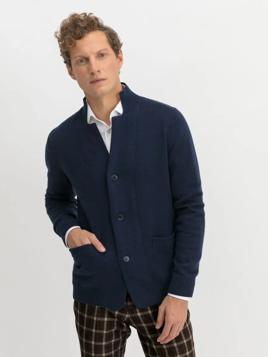 Кардиган мужской на пуговицах, пиджак трикотажный - фото 1