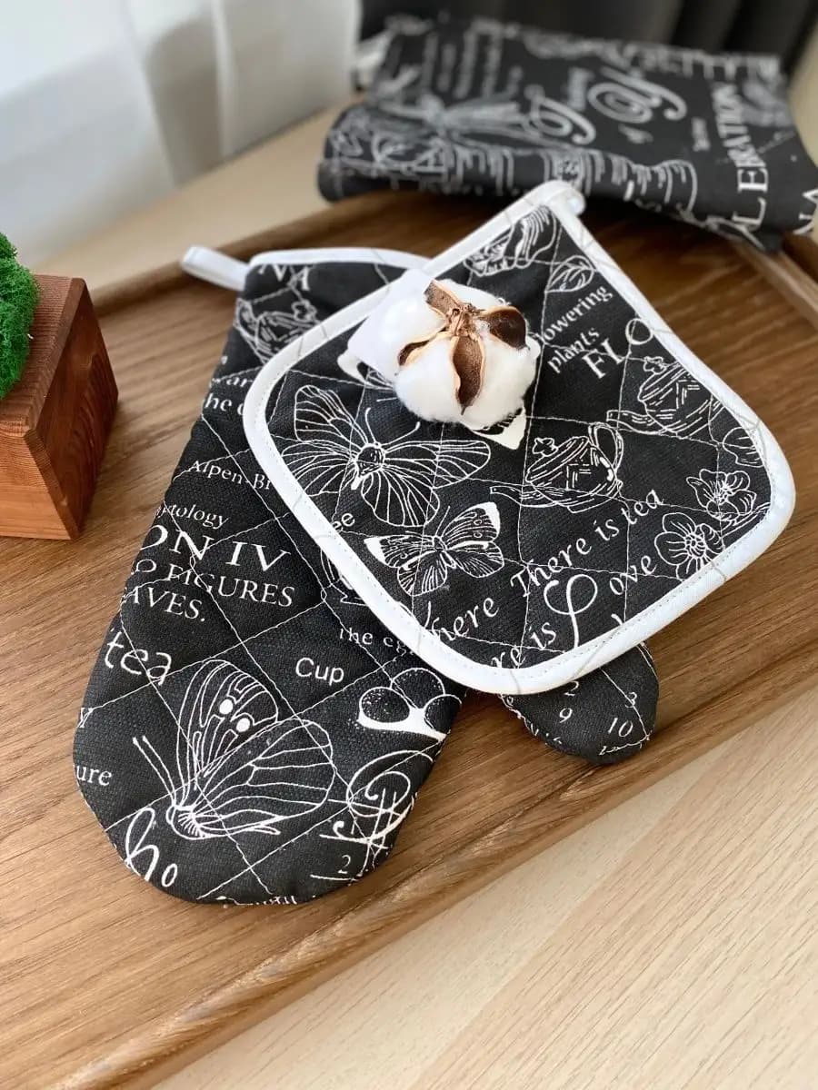 Прихватки кухонные набор с рукавицей 2 шт