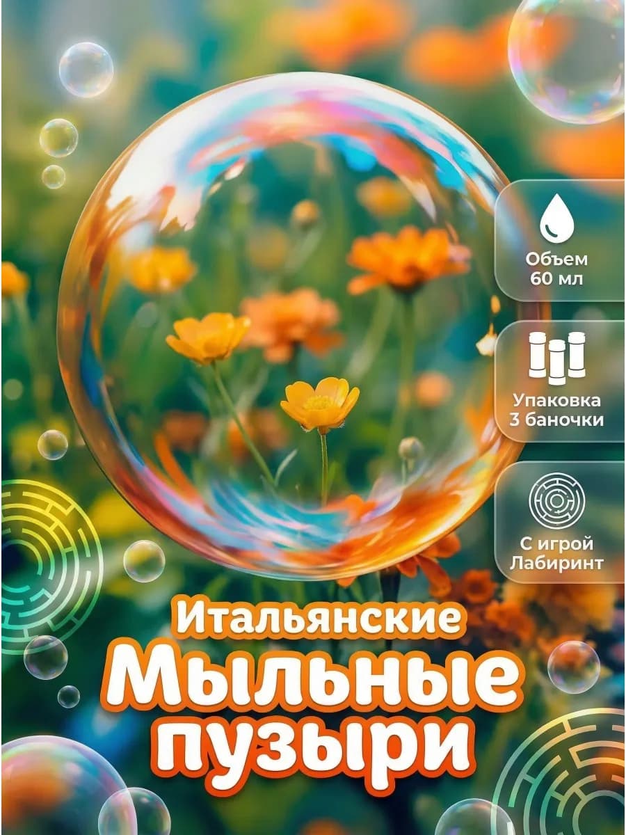 Мыльные пузыри маленькие набор 3шт 60мл