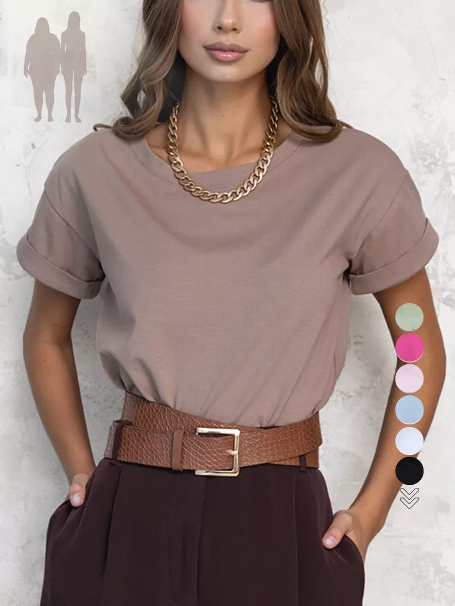 Футболка нарядная оверсайз базовая блузка плотная - фото 1