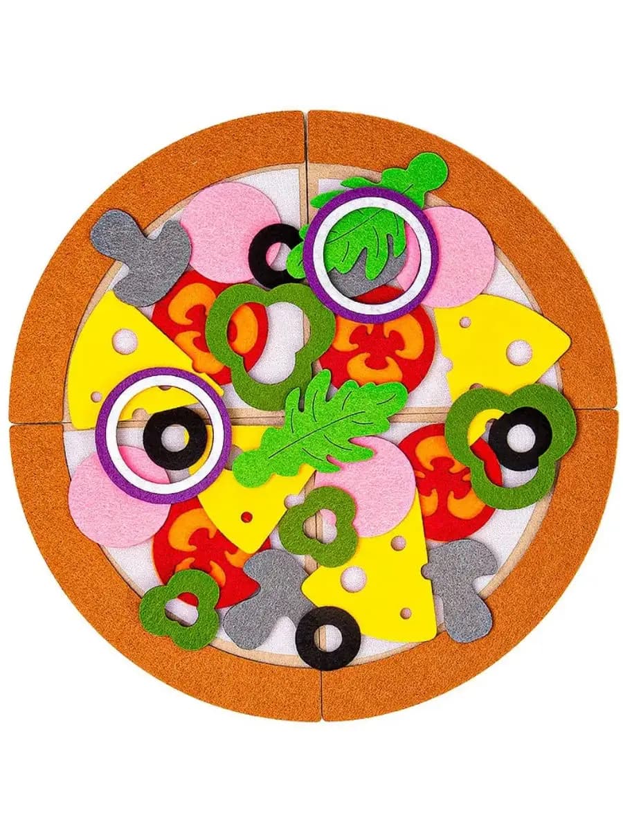 Игра с липучками "Пицца", математическое пособие из фетра - фото 1