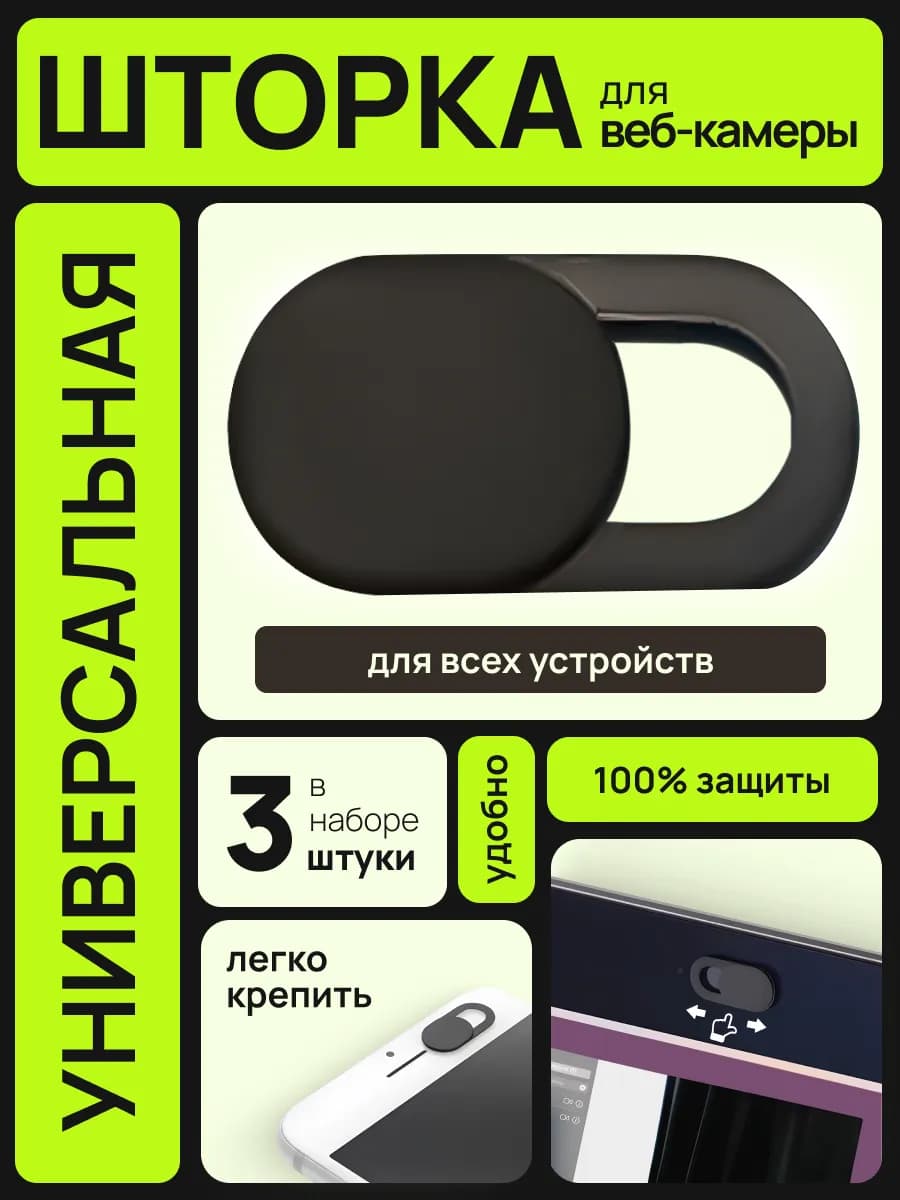 Защитные шторки 3 шт для камеры ноутбука
