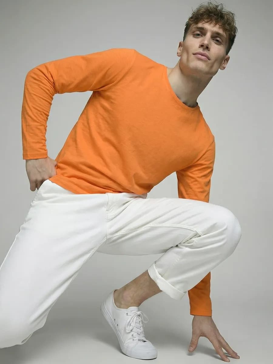 Лонгслив оранжевый футболка с длинным рукавом