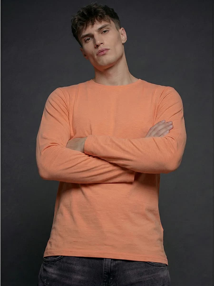 Лонгслив оранжевый футболка с длинным рукавом