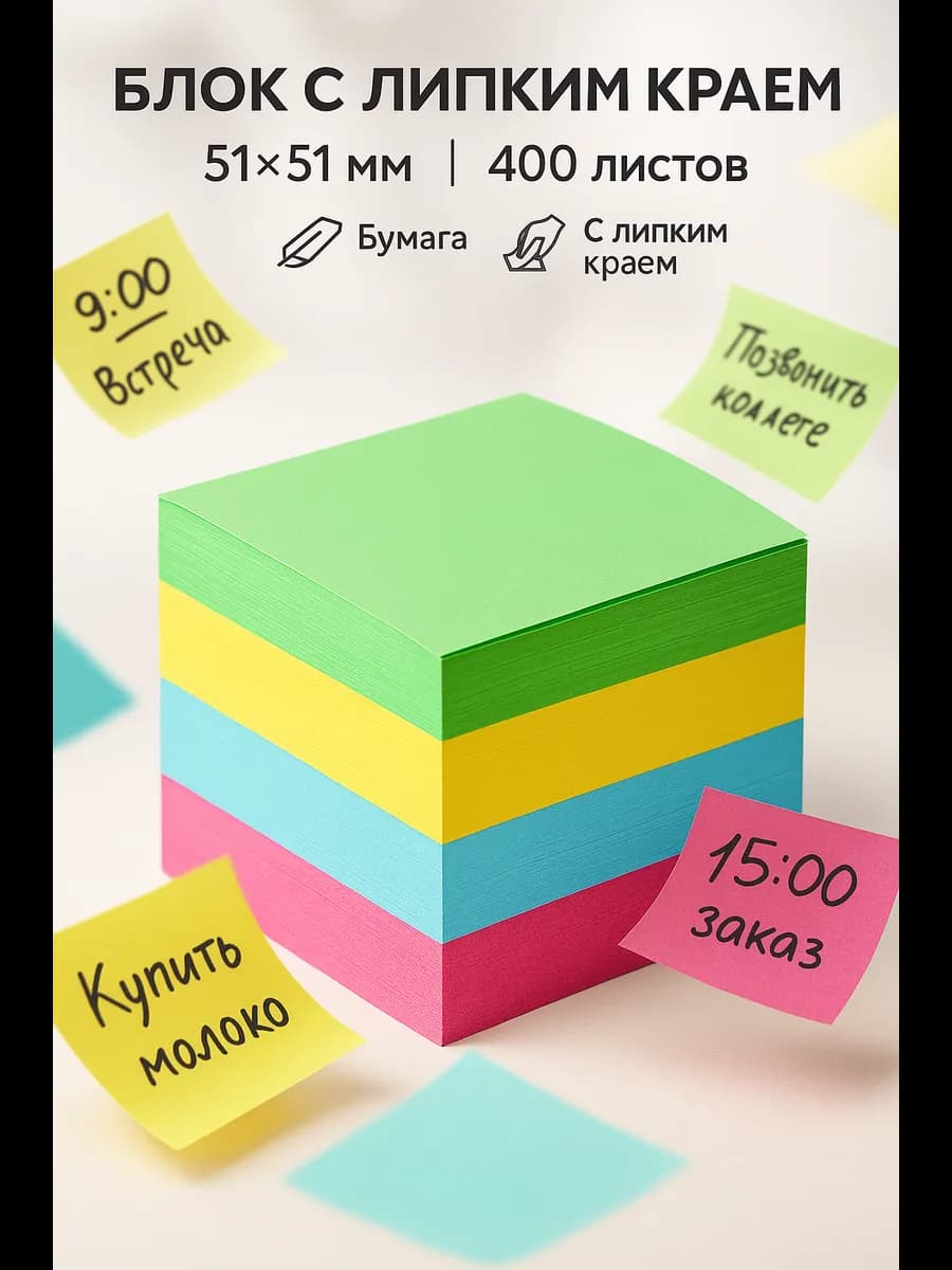 Стикеры для заметок самоклеящиеся 400 листов - фото 1