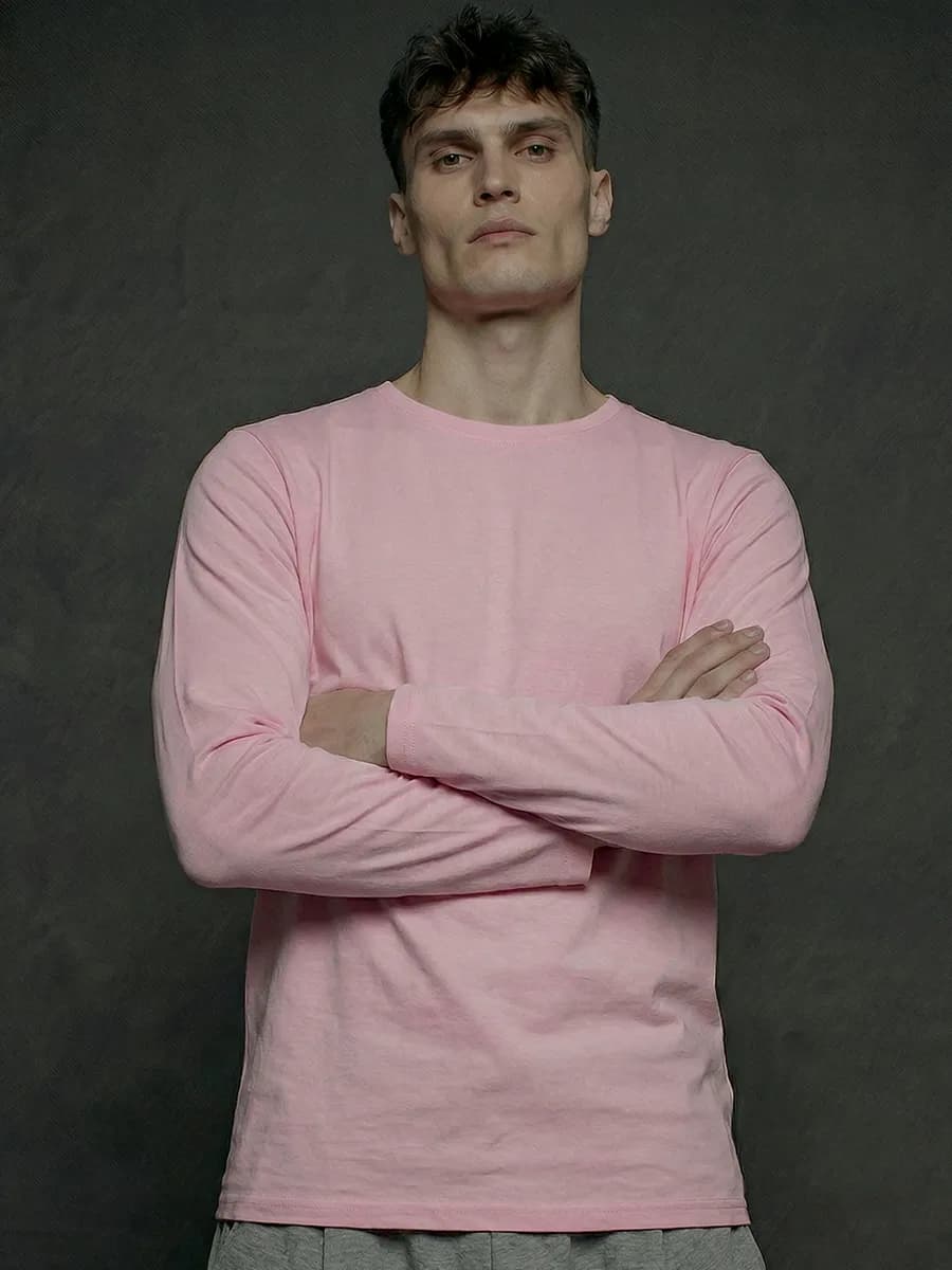 Лонгслив розовый футболка с длинным рукавом хлопок