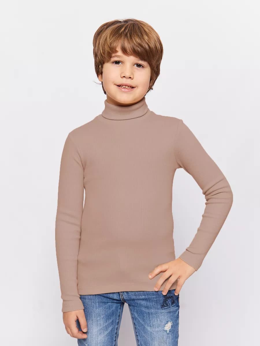 Водолазка для мальчика детская школьная в рубчик хлопок