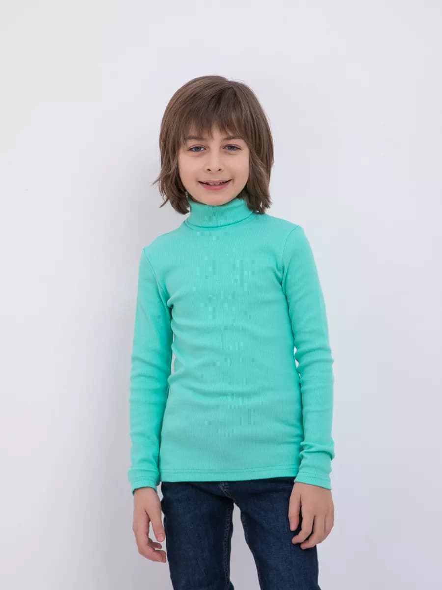 Водолазка детская школьная для мальчика в рубчик хлопок