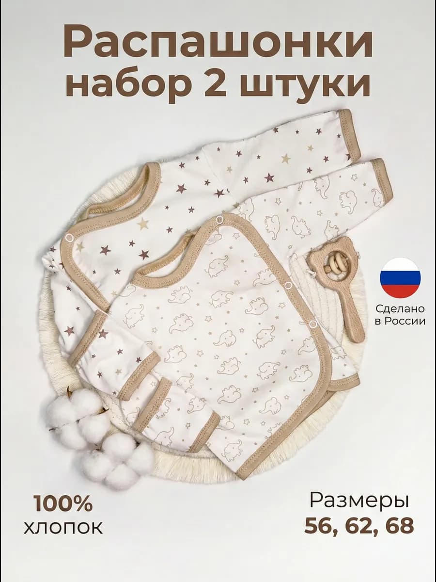 Распашонки для новорожденных с антицарапками 2 штуки