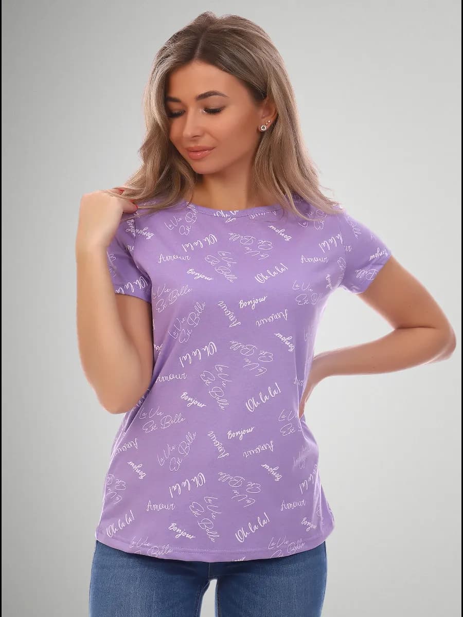 Футболка хлопковая с коротким рукавом и принтом