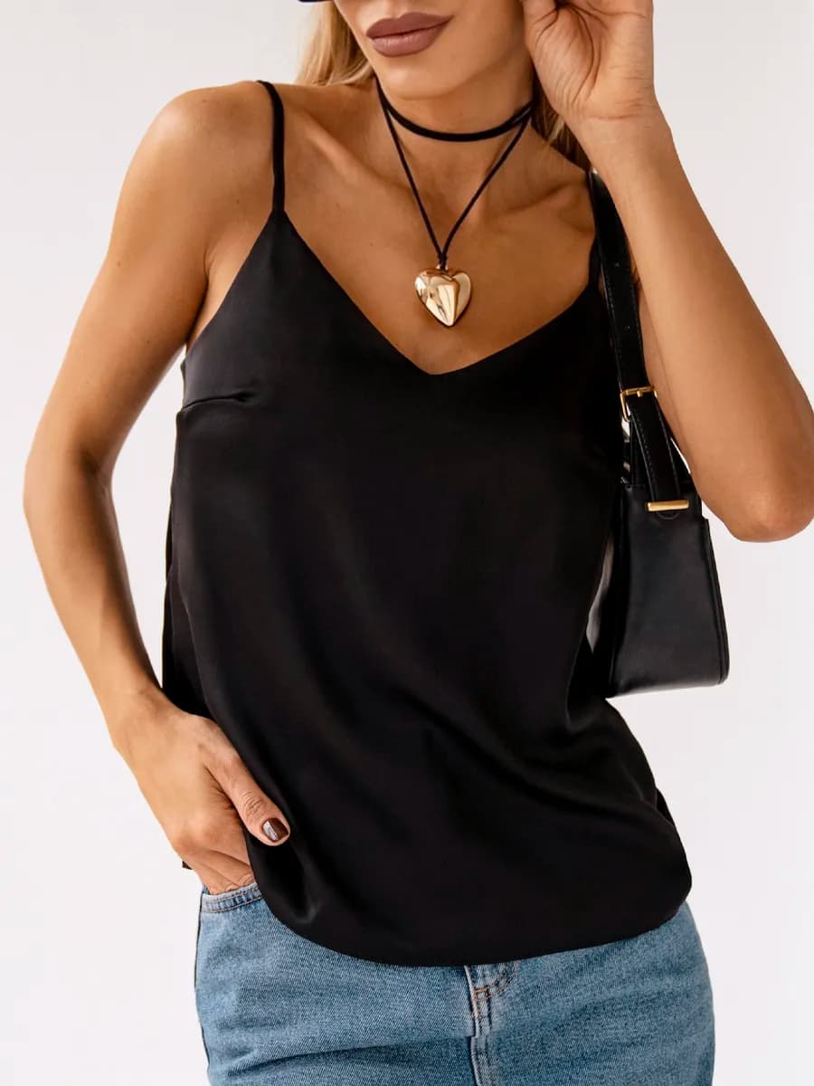 Топ под пиджак шелковый на бретелях