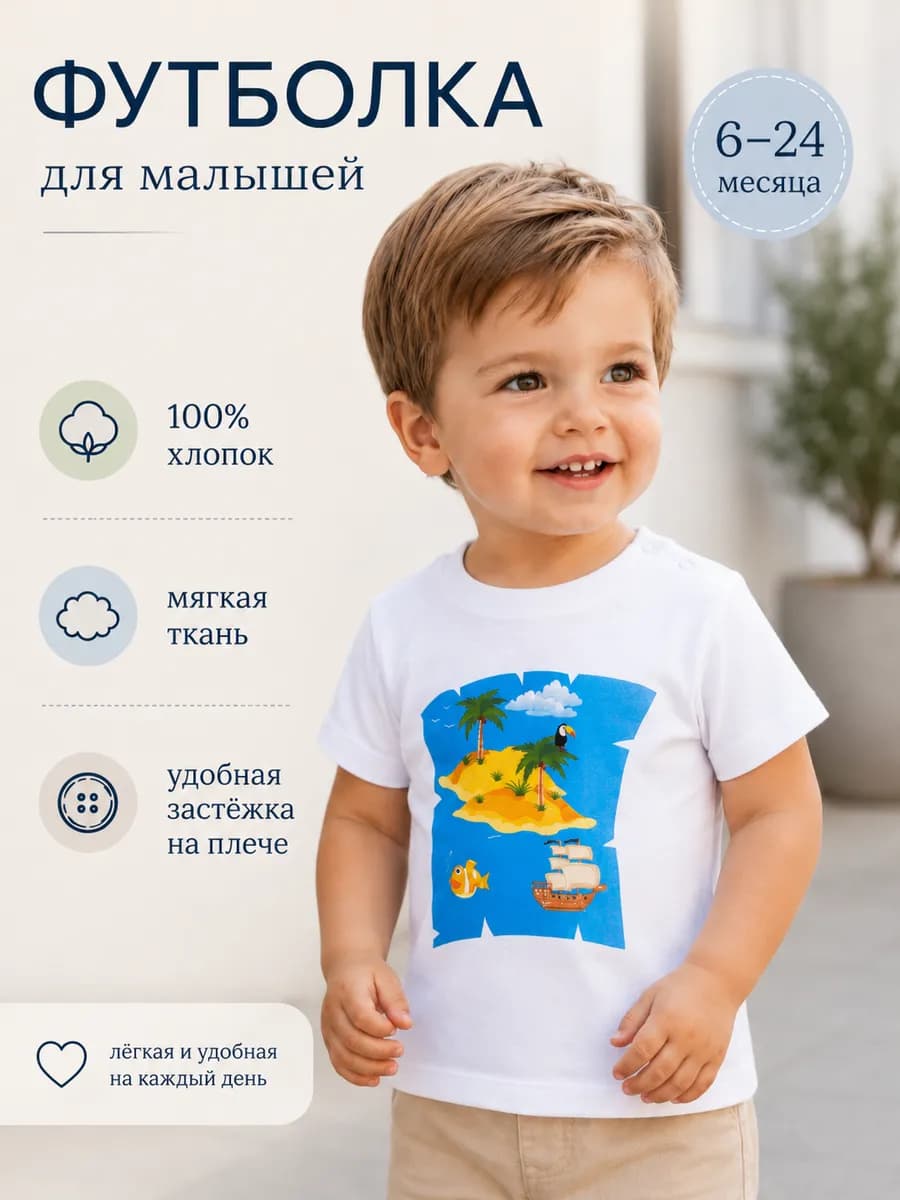 Футболка белая для новорожденных мальчиков с кнопками