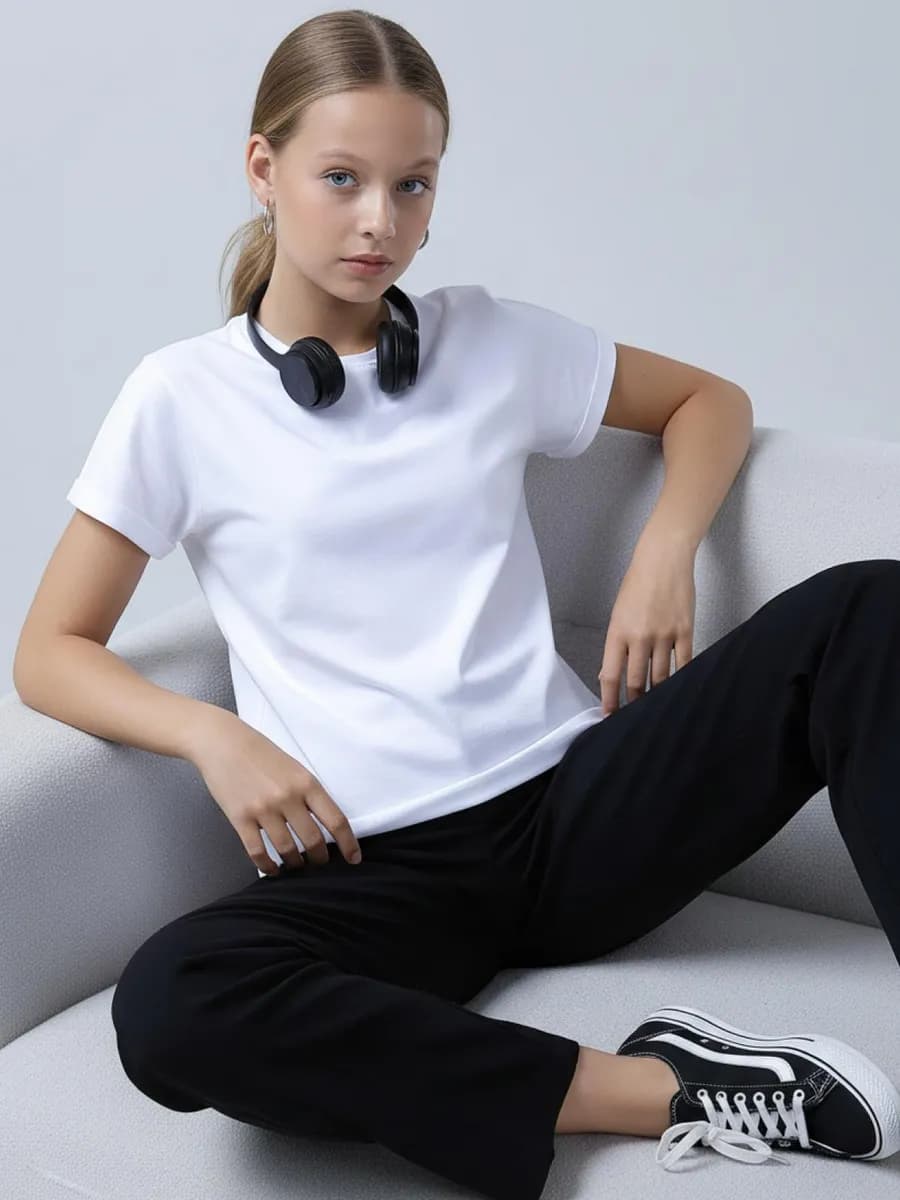 Футболка оверсайз однотонная для детей и подростков