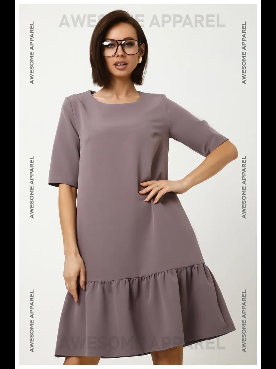 Платье офисное с воланом