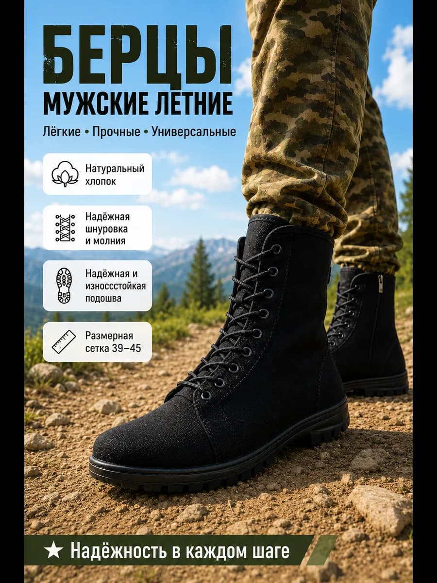 Берцы летние облегченные на молнии