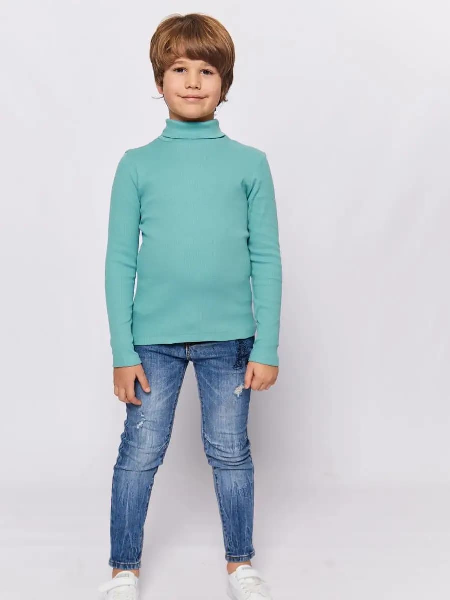 Водолазка для мальчика детская школьная в рубчик хлопок