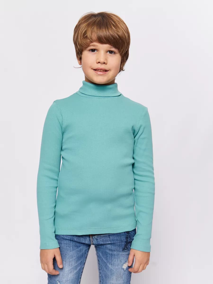 Водолазка детская школьная для мальчика в рубчик хлопок