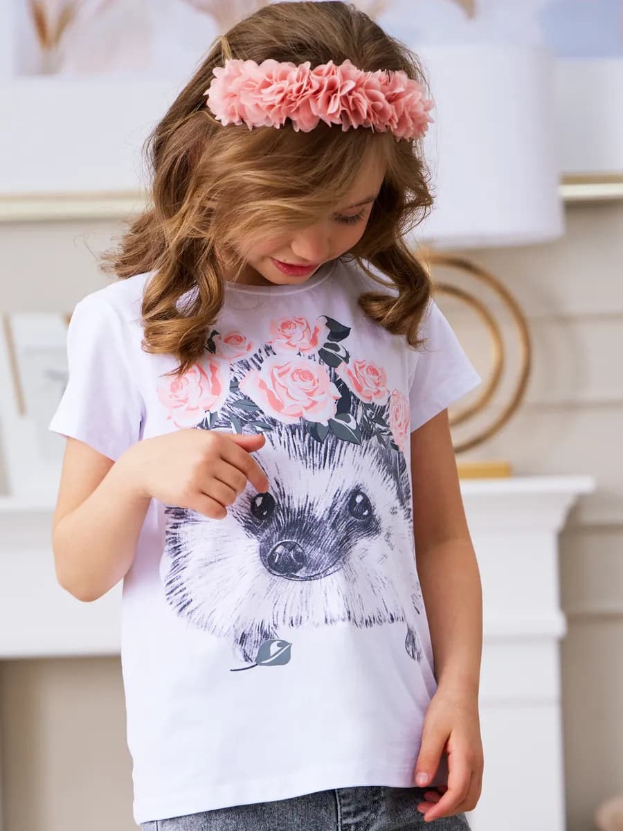 Футболка для девочки ежик