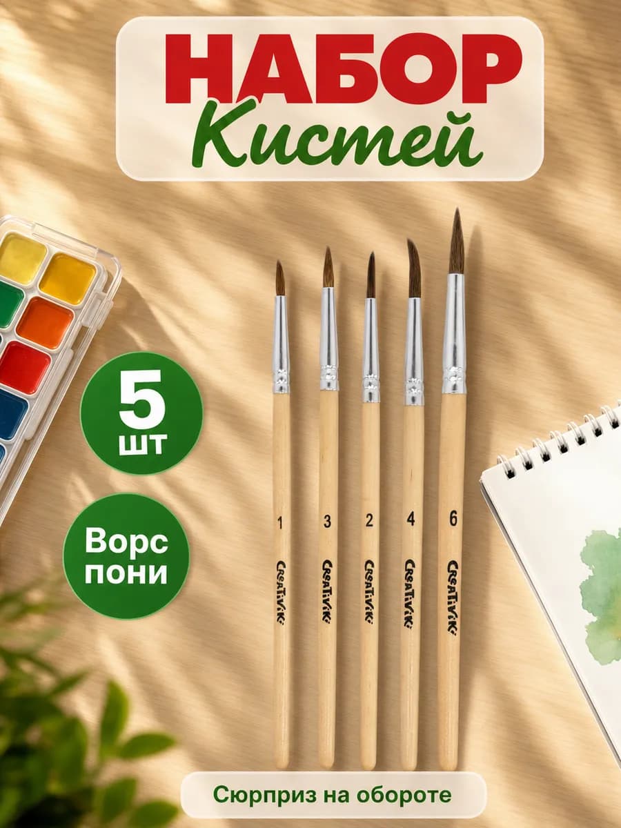 Набор кистей для рисования пони 5 шт