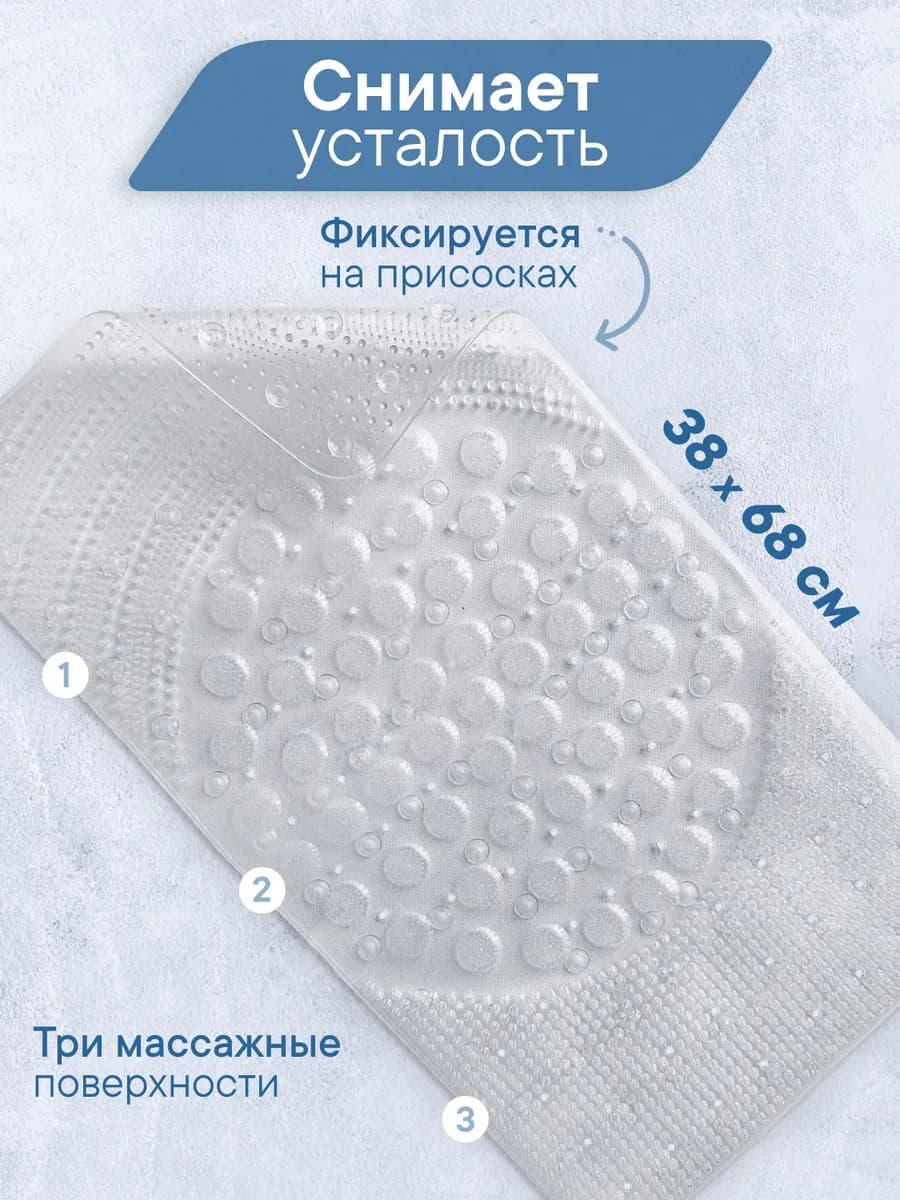 Противоскользящий коврик для ванной с присосками