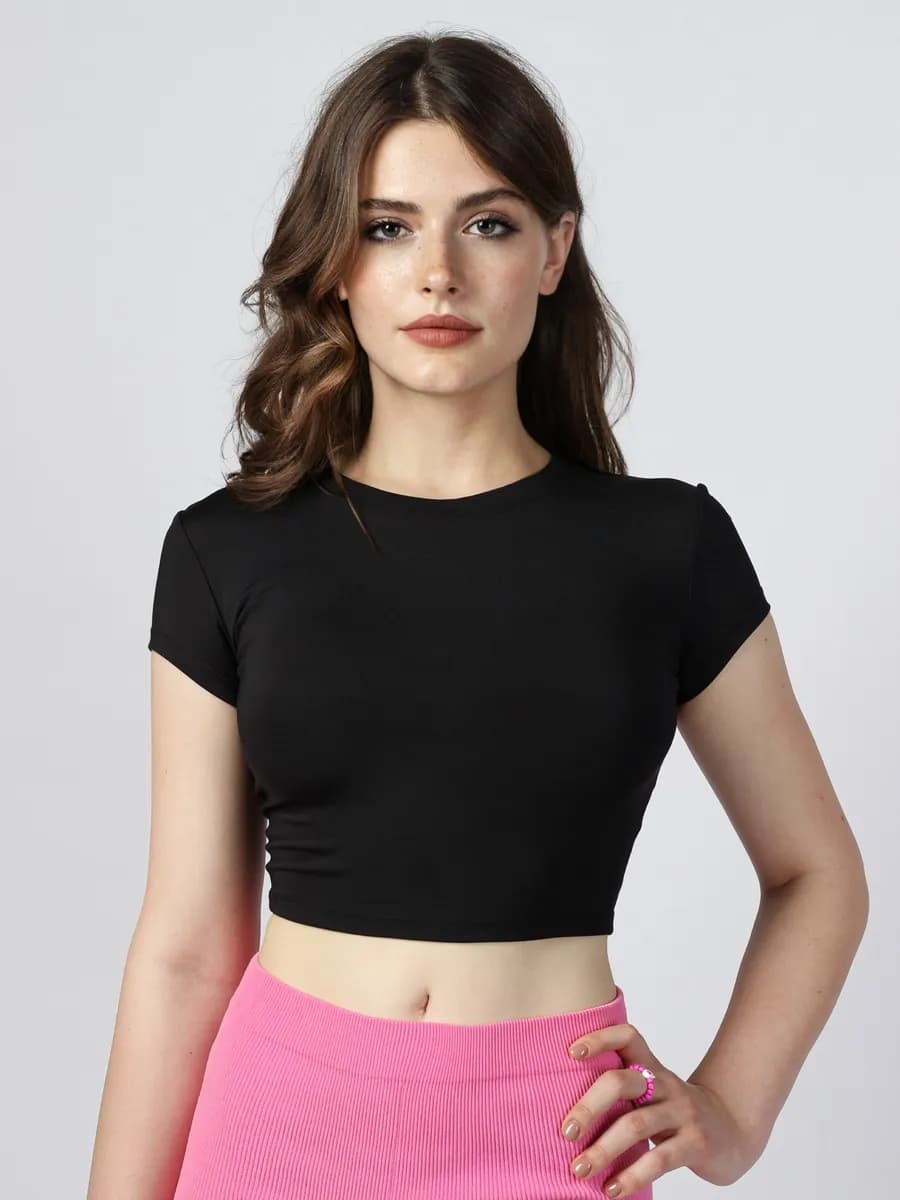 Топ женский спортивный короткий для фитнеса без чашек