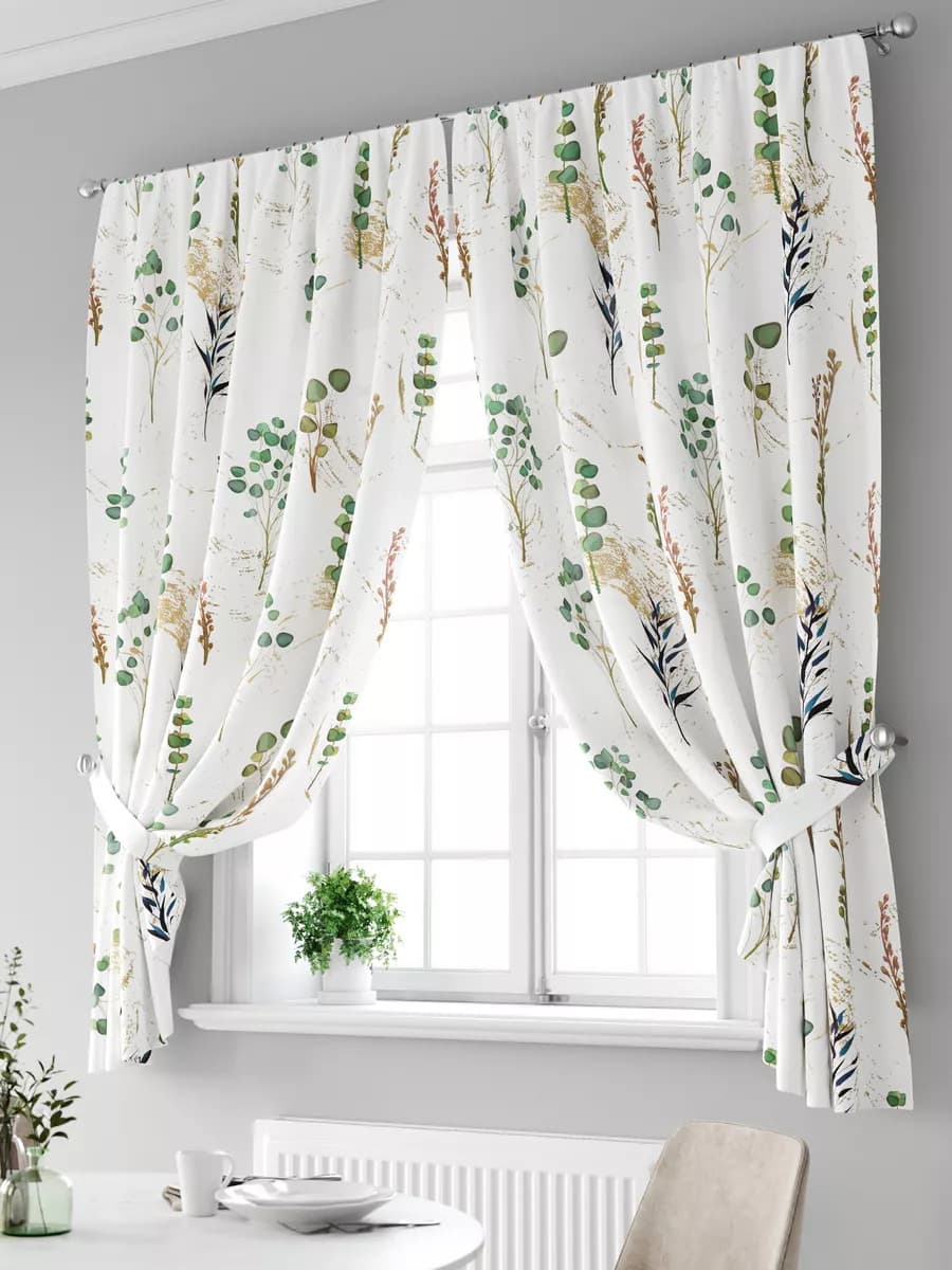 Шторы на кухню для дачи короткие комплект 180 см 2шт - фото 1