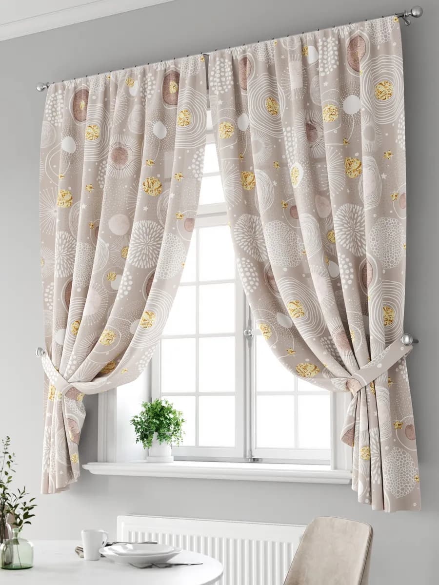 Шторы на кухню для дачи короткие комплект 180 см 2шт